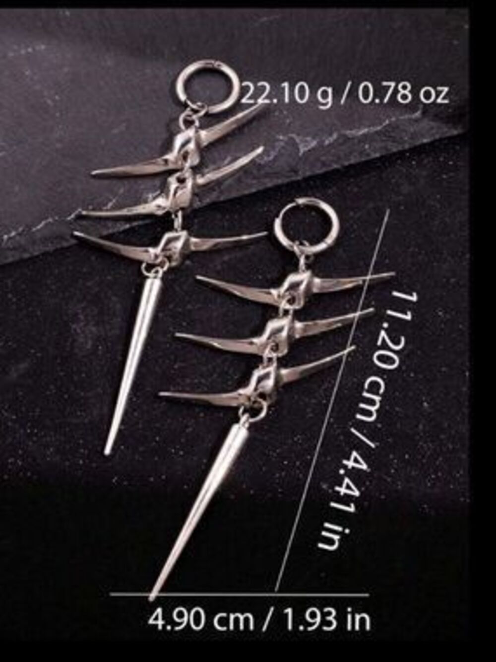 Silver Spike & Swallow Dangle Earring